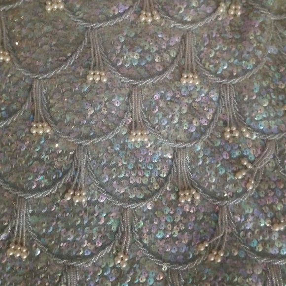 vintage iridescent sequined & wool sleeveless top - Picture 2 of 3